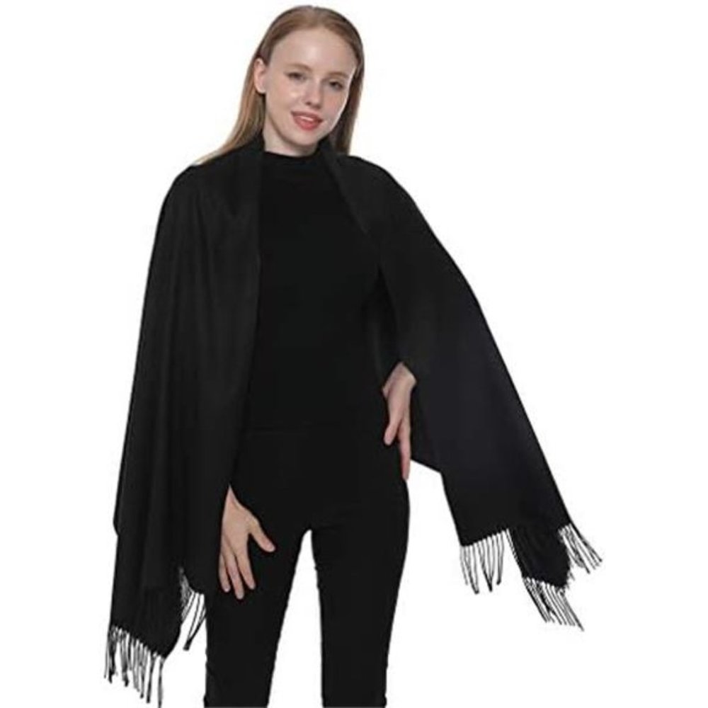 Pashmina Shawls Wraps  Lightweight Black